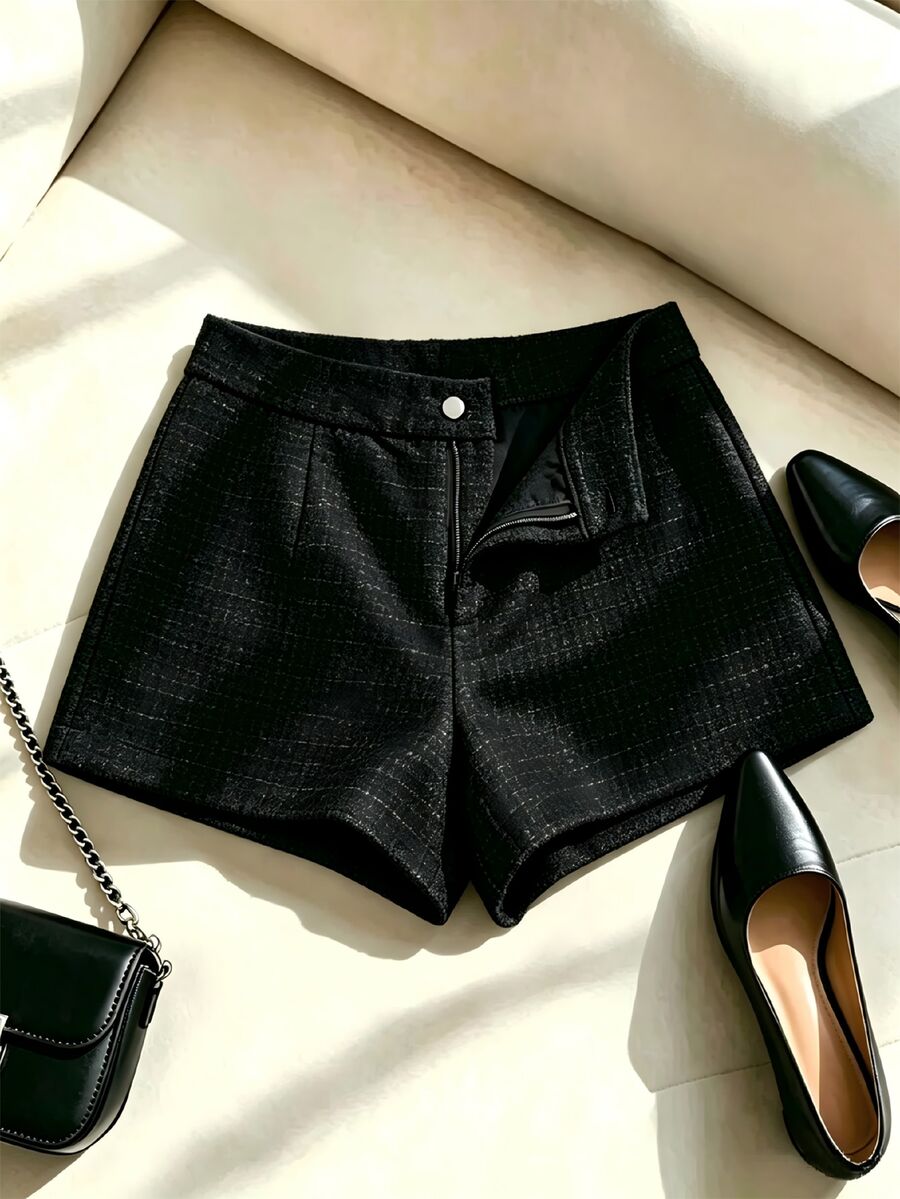 INAWLY Women's Solid Color Simple & Fashionable Pants, Suitable For Summer - Black - View 1