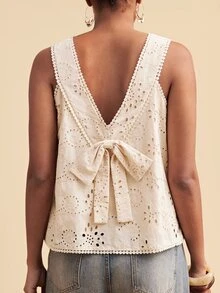 Travachic Women's Hollow Out Casual Versatile Daily Wear Top - Apricot - View 6