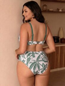 Swim Chiccia 2026 New Plus Size French Luxury Vacation Style Underwire Push-Up Non-Removable Cup High Waist Tummy Control Slimming Two Pieces Bikini Swimsuit Set - Green - View 2
