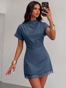 Firerie Women Mini Dresses - Dusty Blue - View 6