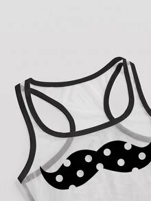 ROMWE Y2K Dark Hot Girl Mustache Korean Style Polka Dot Sexy Sheer Mesh Tank Top For Women - White - View 3