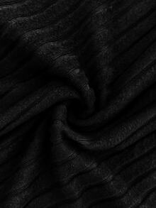 Rometta Plus Size High Elasticity Ribbed Slim Fit Flare Pants - Black - View 7