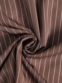 Elaquor Plus Size Casual Minimalist Basic Striped Women's 2 Pieces Set, Loose Fit - Coffee Brown - View 5