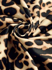 EMERY ROSE Plus Size Women's Leopard Print Cargo Pocket Skinny Casual Pants - Khaki - View 6