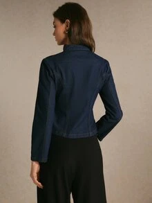 Poéselle Damjacka i denim med lång ärm, knappdesign och avslappnad Napoleon-stil - Mörktvätt - Visa 2