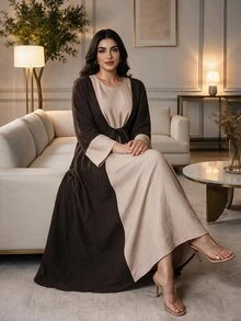 Al Najma Plus Size Women's Lace-Up 2 In 1 Arabian Dress - Multicolor - View 6