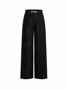 SHEIN Clasi 女款金屬鈕扣長袖西裝外套與寬鬆長褲兩件套 - 黑色 - 查看 10