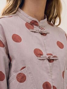Nöista Oversized Cropped Jacket With Chinese Buttons, Casual Fall Jacket For Women, Layering Piece, Smart Casual Cozy - Pink - View 3