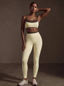 Zivah Women's Striped Colorblock Camisole Tank Top And Fitted Leggings Sports Set - Multicolor - View 9