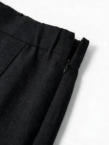 SHEIN Clasi 女款金屬鈕扣長袖西裝外套與寬鬆長褲兩件套 - 黑色 - 查看 12