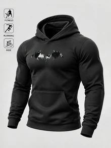 Acti Log Men's Long Sleeve Hooded Sweatshirt With Pockets - Black - View 3