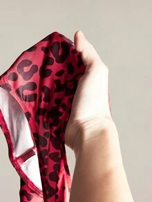 SHEIN ICON Plus Size Y2K Red Leopard Print Sleeveless Ultra Cropped Long Sleeve Top - Red - View 10