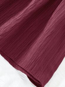 SHEIN 青少年女孩編織寬鬆休閒圓領洋裝，紅色 - 酒紅色 - 查看 4