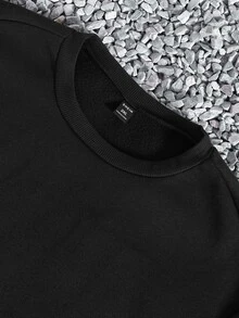 HypeHours Men's Plus Size "Be Yourself" Graphic Sweatshirt, Suitable For Daily Wear And Gatherings - Black - View 6