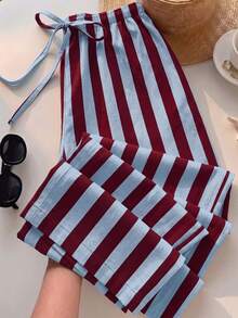 SHEIN EZwear Women's Striped Casual Daily Wear Long Pants - Multicolor - View 1