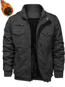 Manfinity Homme Men's Thermal Lined Casual Workwear Thickened Jacket - Black - View 1
