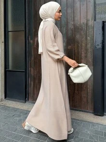 DAZY Women's Elegant Sweater Dress For Vacation And Travel - Apricot - View 4
