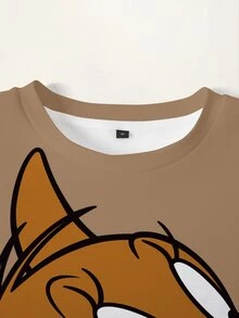 TOM & JERRY X SHEIN Men's Cute Cartoon Graphic Print Long Sleeve Sweatshirt - White - View 5