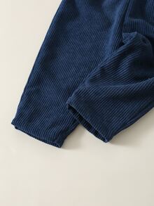 SHEIN 2件組嬰兒男孩/女孩運動套裝，秋冬針織柔軟圓領大象圖案長袖套頭衛衣搭配鬆緊腰長褲，百搭舒適 - 彩色 - 查看 7