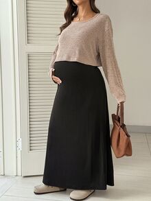 SHEIN Maternity Casual Dress And Asymmetrical Shoulder Top 2 Pieces Set - Multicolor - View 6