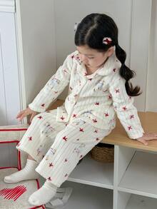 DAZY Infant/Toddler (Girl) Soft & Comfortable 2 Pieces Loungewear Set - White - View 3