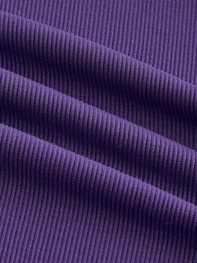 ROMWE Goth Sexy Boat Neck Bell Sleeve Basic Solid Color Fitted Women's T-Shirt - Purple - View 4