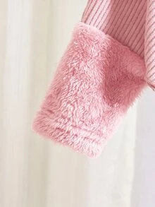 Elladie kids Tween女孩秋冬休閒T恤套裝，不對稱設計高領針織羅紋布料棕色純色長袖上衣，搭配棕色休閒喇叭長褲，2件套，適合秋冬返校季，優雅女士極簡通勤高級穿搭，適用日常上學、外出、度假與派對 - 粉色 - 查看 7