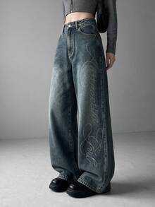 FRIFUL Women's Fashion Rhinestone Button Pocket Denim Jeans Fall - Blue - View 4