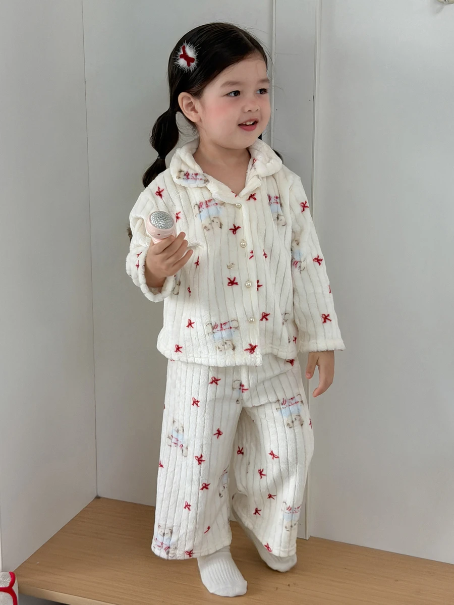 DAZY Infant/Toddler (Girl) Soft & Comfortable 2 Pieces Loungewear Set - White - View 1