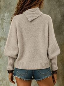 SHEIN Fall Winter Lazy Chic Cable Knit Turtleneck Sweater Women Batwing ...