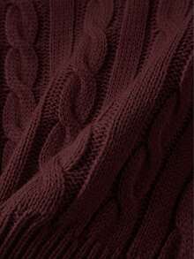 Trelyra كنزة نسائية بياقة دائرية وأكمام طويلة وكتف منسدل - Red Plum - مشاهدة 3