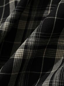FRIFUL Women's Fashionable Plaid Patchwork Tie-Up 2 In 1 T-Shirt - Black - View 7