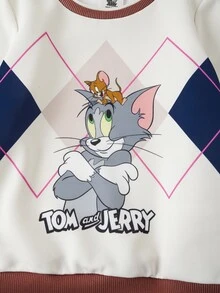 TOM & JERRY X SHEIN Young Boy Geometric Print Long Sleeve Crew Neck Sweatshirt TOM & JERRY - Multicolor - View 4