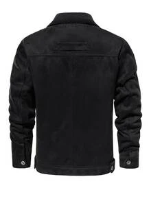 Manfinity Homme Men's Autumn/Winter Thermal Lined Stand Collar Jacket - Black - View 2