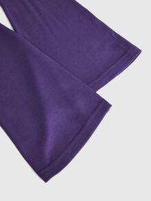 ROMWE Goth Sexy Boat Neck Bell Sleeve Basic Solid Color Fitted Women's T-Shirt - Purple - View 3