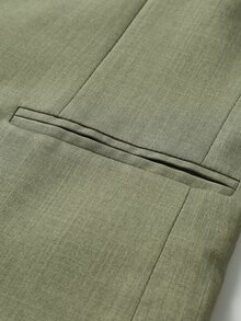 Manfinity Mode Women's Solid Color Long Sleeve Jacket And Pants Casual Commute Suit Set - Army Green - View 4