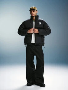 PAVTROS Men's Zipper Long Sleeve Padded Coat New Year New Year's Day - Black - View 3