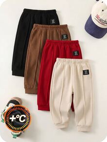 SHEIN 4pcs/Set Baby Boy & Girl Cute Autumn/Winter Casual Versatile Solid Color Elastic Waist Long Pants, All-Match Joggers Multi-Pack - Multicolor - View 6