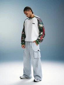 PAVTROS Men's Streetwear Loose Cargo Sweatpants With Pockets - Grey - View 6