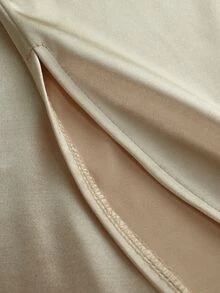 Vavine Women's Solid Color Long Sleeve Asymmetrical Shoulder Loose Elegant Dress - Apricot - View 5