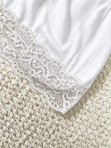 IslaSuriya Women's Solid Color Lace Patchwork Fitted Camisole Tank Top, Versatile For Daily Wear - White - View 4