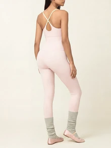 SHEIN BAE Women's Criss-Cross Back Design Spaghetti Strap Sports Jumpsuit - Baby Pink - View 1