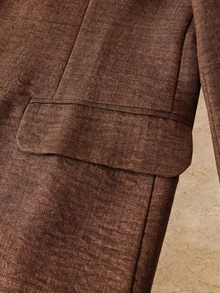 HIMLAND Men's Solid Color Vest, Long Sleeve Jacket And Pants Casual Suit Set - Brown - View 13