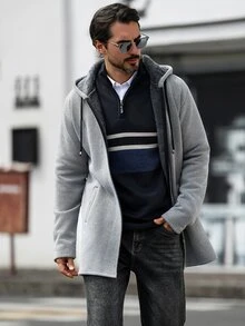 Marcello Vane 男士秋冬針織長版開襟毛衣，正式風，適合日常穿著、秋季、儀式感通勤風格 - 淺灰色 - 查看 5