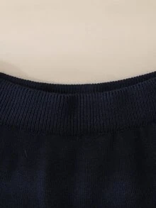 SHEIN 女童針織毛衣套裝 2 件組，拼色蝴蝶結設計針織套頭衫與百褶裙，精緻厚實套裝，藍色，甜美休閒極簡時尚，適合秋冬旅行、外出、派對、戶外玩耍、野餐 - 藏蓝色 - 查看 6