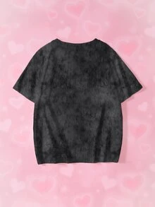 THE POWERPUFF GIRLS X SHEIN Tween Girl Letter Cartoon Print Short Sleeve Casual T-Shirt - White - View 2