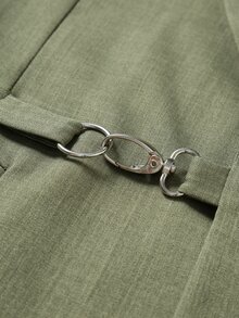Manfinity Mode Women's Solid Color Long Sleeve Jacket And Pants Casual Commute Suit Set - Army Green - View 7