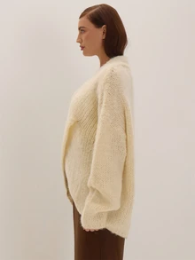 MUSEYN Cream Knit Wrap Detail Oversized Sweater Cosy Versatile Everyday Casual New Season Fall - Cream - View 3
