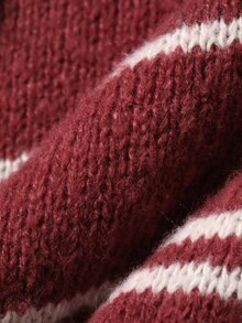Dazy Plus Red Christmas New Year Striped Long Sleeve Korean Style Cardigan Sweater - Red - View 8