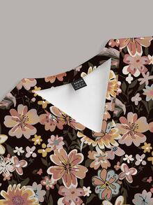 PopScrub Floral Print Fashionable Elegant Women's Scrub Uniform Top - Multicolor - View 3